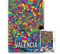 Puzzle de 1000 pièces pour Adolescents - Carte de la Ville de Valence - Jeu Pop Art - Un Jeu intellectuel Amusant et Original - Cadeau - Dimensions:50x75cm