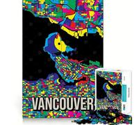 Puzzle de 1000 pièces pour Adolescents Carte de la Ville de Vancouver en Style Pop Art Jeu créatif et ludique pour occuper Son Temps Libre Décoration de Noël pour la Maison (50x75cm)