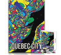 Puzzle de 1000 pièces pour Adolescents - Carte de Québec, Canada - Illustration colorée - Jeu de réflexion - Idéal pour Toute la Famille - Améliore la mémoire - Cadeau d'anniversaire - 38x26cm