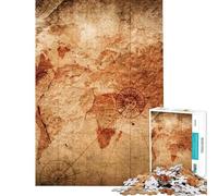 Puzzle de 1000 pièces pour Adolescents Carte du Monde Ancien Puzzle Vintage pour Adolescents Jeu de Course de Vitesse Manuelle Difficile et Stimulant (Dimensions : 50x75cm)