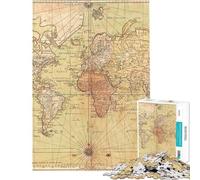 Puzzle de 1000 pièces pour Adolescents Carte du Monde Ancienne Puzzle Vintage Découpe de précision Jeu Parent-Enfant Cadeau de Noël ou d'anniversaire (Dimensions : 38x52cm)