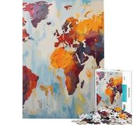 Puzzle de 1000 pièces pour Adolescents Carte du Monde colorée Jeu éducatif Cadeau d'anniversaire modèle à Assembler (Taille 38x52cm)