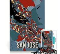Puzzle de 1000 pièces pour Adolescents Carte rétro de San José Découpe Lisse Jeu d'exercice cérébral Activité de détente et d'anniversaire (38x26cm)