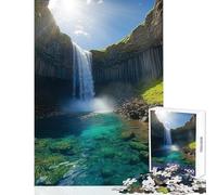 Puzzle de 1000 pièces pour Adolescents Cascade en Islande Jeu à Monter soi-même Idée Cadeau Activité Manuelle Amusante à Faire à la Maison Dimensions 50x75cm