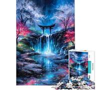 Puzzle de 1000 pièces pour Adolescents Cascade Mystique avec Porte Torii Puzzle pour Adultes Jouet Anti-Stress Amusant et ludique pour Partager Un Moment Complice Parent-Enfant (Dimensions 50x75cm)