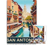 Puzzle de 1000 pièces pour Adolescents, Casse-tête de San Antonio, Jeu Familial Stimulant, défi éducatif, Dimensions 38x26cm