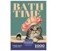 Puzzle De 1000 Pièces pour Adolescents Cat Bath Time Illustration Puzzle pour Adultes Jeu Manuel Décoration Murale Cadeaux pour Amis Et Famille 70x50cm/1000pcs