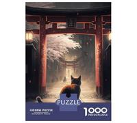 Puzzle De 1000 Pièces pour Adolescents Cat Gate Japan Landscape Puzzle pour Adolescents Activités Familiales Interaction Parent-Enfant Cadeaux pour Amis Et Famille 38x26cm/1000pcs