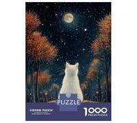 Puzzle De 1000 Pièces Pour Adolescents Cat Gazing at The Moon Poster, Picture, Metal Print, Paint by Pink Banana Puzzles Pour Adultes Difficile, Stimulant Et Amusant À Terminer, Un Jeu Familial Amusan