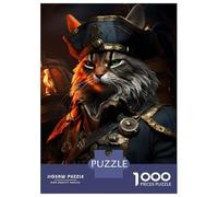 Puzzle De 1000 Pièces pour Adolescents Cat Pirate in Uniform Puzzles pour Adultes Jeux Relaxants Découpe De Précision Cadeaux De Noël Et d'anniversaire 52x38cm/1000pcs