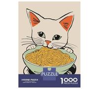 Puzzle De 1000 Pièces pour Adolescents Cat Sitting with Noodles Casse-tête pour Adolescents - Jeu Difficile Et Stimulant - Cadeau 52x38cm/1000pcs