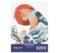 Puzzle De 1000 Pièces pour Adolescents Cat Wave Japanese Casse-tête pour Adultes, Jeu De Réflexion, Une Œuvre d'art, Cadeau pour Les Amis Et La Famille 70x50cm/1000pcs