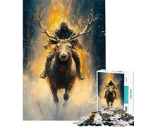 Puzzle de 1000 pièces pour Adolescents Cavalier du Cerf Fougueux pour Un Anniversaire ou Noël Jeu Familial Difficile à partir de 14 Ans (38x26cm)