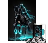 Puzzle de 1000 pièces pour Adolescents Cavalier éthéré sur Cheval Noir Idéal pour Un Anniversaire ou Noël Jeu éducatif et Amusant pour Toute la Famille Convient aux Personnes de 14 Ans et Plus