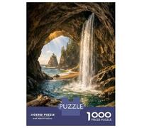 Puzzle De 1000 Pièces pour Adolescents Cave Entrance Waterfall Ocean View Jeu De Réflexion Amusant Et Humoristique, Cadeau Unique pour Un Anniversaire Ou Noël 38x26cm/1000pcs