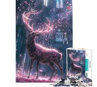 Puzzle de 1000 pièces pour Adolescents Cerf dans Une église Magique Un défi à relever pour s'amuser en Famille Jeu Anti-Stress à partir de 14 Ans (38x26cm)