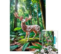 Puzzle de 1000 pièces pour Adolescents Cerf en Origami dans la forêt Stimule Le Cerveau Jeu Familial Difficile Convient aux 14 Ans et Plus (38x52cm)