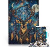 Puzzle de 1000 pièces pour Adolescents “Cerf Magique Fantastique” Fait de Papier，pour Les 14 Ans et Plus Staycation Tuer Le Temps Cadeau pour Les Anniversaires。Taille：26x38cm/10.24x14.96pouce