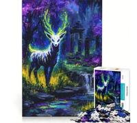 Puzzle de 1000 pièces pour Adolescents Cerf Mystique dans Une forêt enchantée Jeu éducatif et Anti-Stress pour Noël ou Un Anniversaire 38x26cm