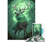Puzzle de 1000 pièces pour Adolescents Cerfs de la forêt Mystique Runes Lumineuses activités Amusantes à la Maison Jeux manuels pour Toute la Famille à partir de 14 Ans (38x26cm)