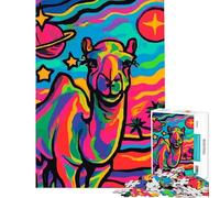 Puzzle de 1000 pièces pour Adolescents Chameau psychédélique dans l'espace Activités Amusantes à la Maison pour se détendre Jeu Pratique adapté aux 14 Ans et Plus (38x26cm)