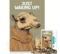 Puzzle de 1000 pièces pour Adolescents Chameau se réveillant avec Un café,Jeu de Loisirs créatifs et cognitifs,décoration de Noël pour la Maison (50x75cm)