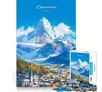 Puzzle de 1000 pièces pour Adolescents Chamonix Mont Blanc,Jeu d'adresse,activité intellectuelle,détente,Cadeau d'anniversaire (38x26cm)