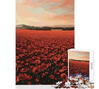 Puzzle de 1000 pièces pour Adolescents Champ de Coquelicots au Coucher du Soleil Décoration Murale Cadeau Amusant Jeu de réflexion Renforce l'amour Entre Couples Dimensions 50x75cm