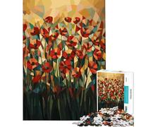 Puzzle de 1000 pièces pour Adolescents Champ de Coquelicots géométrique Original Jeu Stimulant et éducatif Une œuvre d'art Cadeau et Jouet idéal (Dimensions 75x50cm)