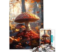 Puzzle de 1000 pièces pour Adolescents Champignons cramoisis Jeu Familial Décoration Murale pour Anniversaire Noël (Dimensions 38x26cm)