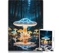 Puzzle de 1000 pièces pour Adolescents:Champignons Lumineux dans Une forêt enchantée - Un Passe-Temps idéal pour se détendre et se Relaxer Jeu aux découpes nettes et régulières Dimensions:38x26cm