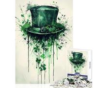 Puzzle de 1000 pièces pour Adolescents Chapeau trèfle Saint-Patrick Jeu éducatif Cadeau de Père Noël Secret Casse-tête pour stimuler Le Cerveau Dimensions 38x52cm