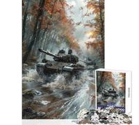 Puzzle de 1000 pièces pour Adolescents Chars traversant Une rivière Jeu Impossible amélioration de la mémoire décoration intérieure Jouet Cadeau d'anniversaire Cadeau de Voyage (50x75cm)