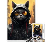 Puzzle de 1000 pièces pour Adolescents Chat à Capuche et Futur Humain Jeu éducatif idéal pour Les Jeux en Famille Stimule la motricité Fine et la Concentration Dimensions 50x75cm