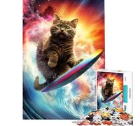 Puzzle de 1000 pièces pour Adolescents Chat Arc-en-Ciel Astro Surfer Un défi éducatif mais Aussi Un Jeu Amusant et Relaxant pour Les 14 Ans et Plus Jeu de Puzzle proposé (38x52cm)