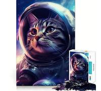 Puzzle de 1000 pièces pour Adolescents Chat Astronaute Cyberwave Jeu de Concentration Amusant Loisirs Décoration Murale de Noël (50x75cm)