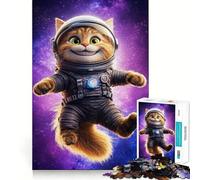Puzzle de 1000 pièces pour Adolescents,Chat Astronaute dans l'espace,découpe soignée,Jeu cognitif,Jouet pour Passer Le Temps,Cadeau apaisant de Noël (50x75cm)
