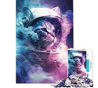 Puzzle de 1000 pièces pour Adolescents Chat Astronaute Jeu Familial Stimulant l'intelligence et Le Cerveau Jouet addictif Cadeau Artistique Activités familiales (Dimensions 38x26cm)