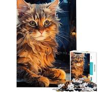 Puzzle de 1000 pièces pour Adolescents Chat au café Le Soir Puzzle pour Adultes Jeu de réflexion Difficile pour Les Amis et la Famille (Dimensions 50x75cm)