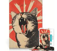 Puzzle de 1000 pièces pour Adolescents Chat au Soleil Levant Peinture Japonaise Jeu d'assemblage précis Activité intellectuelle et relaxante Idée Cadeau d'anniversaire (38x26cm)