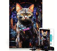 Puzzle de 1000 pièces pour Adolescents Chat Birman Art Abstrait Finement découpé Jeu de Concentration Amusant et Calme Cadeau de Noël Amusant (38x26cm)