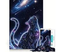 Puzzle de 1000 pièces pour Adolescents Chat céleste Hurlant à la Galaxie,Puzzle logique aux découpes nettes,Jeu de Loisirs,Cadeau d'anniversaire Artistique (50x75cm)