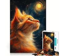 Puzzle de 1000 pièces pour Adolescents Chat contemplant Une Galaxie,Art numérique,Jeu d'assemblage précis,défi Mental,Jouet pour Un Moment de Calme et de Divertissement,scène de Noël (38x26cm)