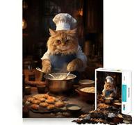Puzzle de 1000 pièces pour Adolescents Chat dans la Cuisine Découpe Lisse Jouet d'exercice cérébral Activité de détente et d'anniversaire (38x52cm)