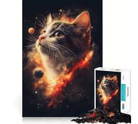Puzzle de 1000 pièces pour Adolescents Chat dans l'espace,découpe Nette,Jeu cognitif Amusant,Jeu pour Passer Le Temps,décoration de Noël pour la Maison (38x26cm)