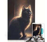 Puzzle de 1000 pièces pour Adolescents Chat dans l'ombre, Jouet à Monter soi-même, décoration Parfaite, avec des pièces de Formes aléatoires Parfaitement emboîtables 38x26cm