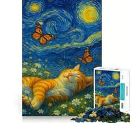 Puzzle de 1000 pièces pour Adolescents Chat dans Un Champ étoilé,découpe Nette,Jeu cognitif Amusant,Divertissement pour Les Temps Morts,décoration de Noël pour la Maison (38x26cm)