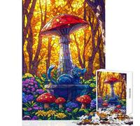 Puzzle de 1000 pièces pour Adolescents Chat dans Une forêt de Champignons Jeu Relaxant pour Toute la Famille Jouet à Monter soi-même Entraîne Ton Cerveau et ta dextérité (38x26cm)