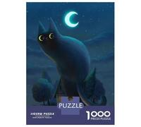 Puzzle de 1000 pièces pour adolescents Chat de nuit géant pour adultes Jeux relaxants Cadeaux pour femmes Idéal comme cadeau 52 x 38 cm/1000 pièces