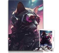 Puzzle de 1000 pièces pour Adolescents : Chat Demi-Humain Cyberpunk, Un Jeu de défi Unique, Amusant et Original, Une véritable œuvre d'art à Offrir ! Dimensions : 50x75cm